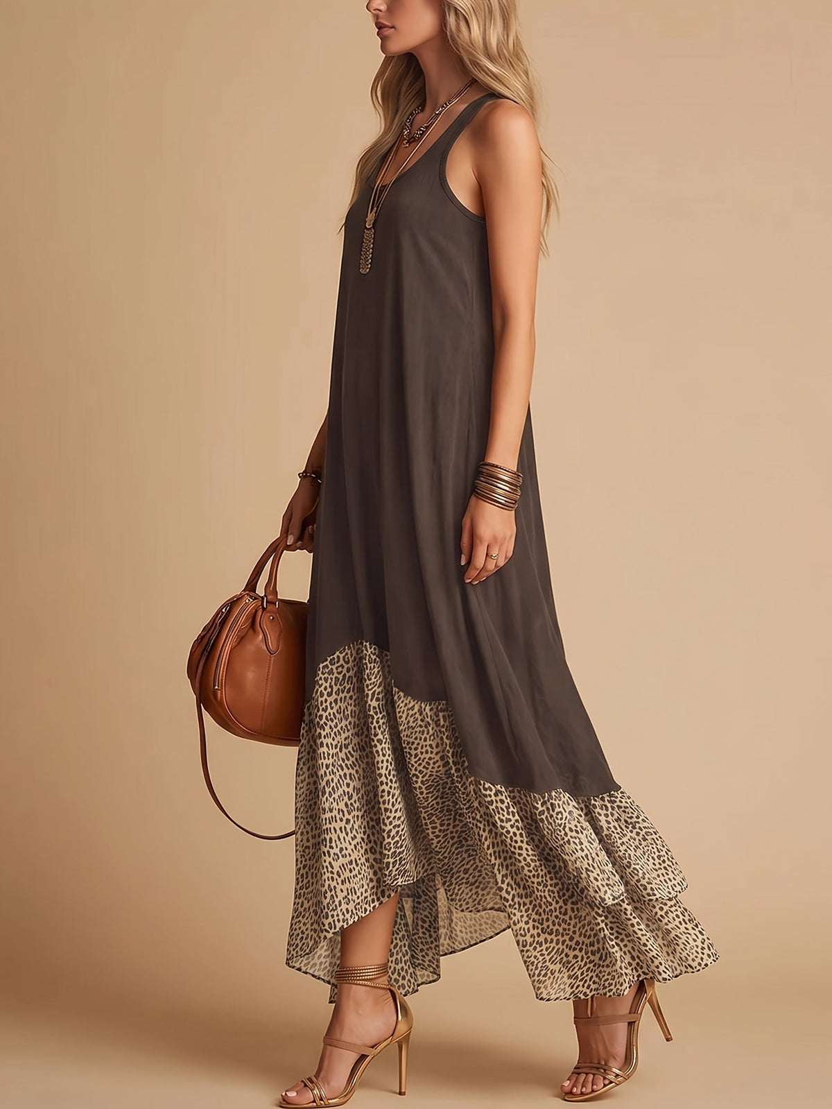 Emerson | Bohemian Leopard Hem Maxi Dress