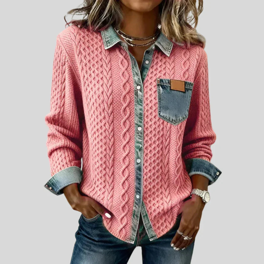 Simora™ | Denim Patchwork Shirt