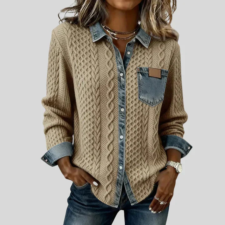 Simora™ | Denim Patchwork Shirt