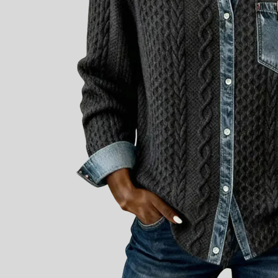 Simora™ | Denim Patchwork Shirt