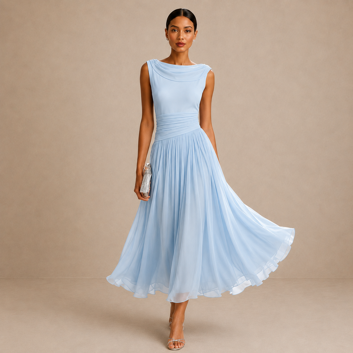 Natalia Pleated Midi Dress