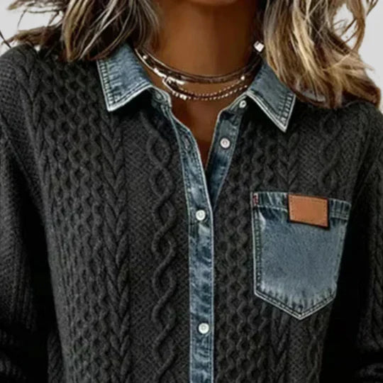 Simora™ | Denim Patchwork Shirt