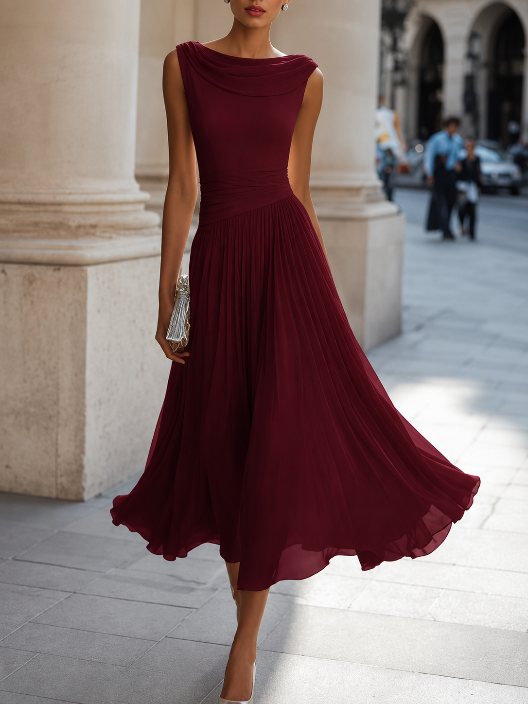 Natalia Pleated Midi Dress