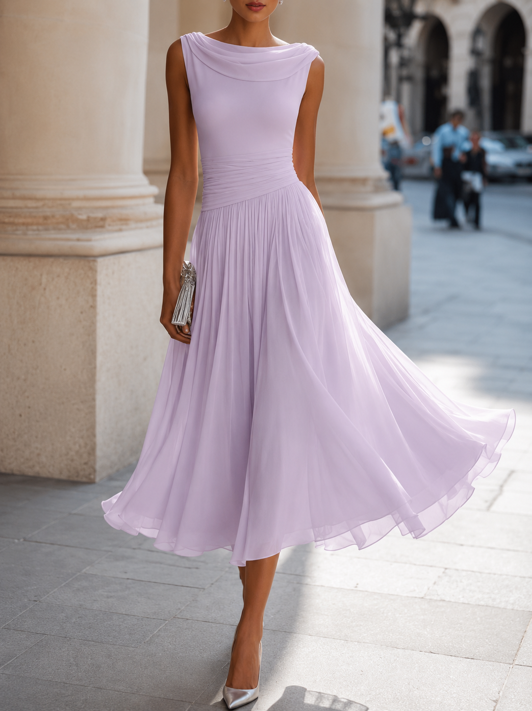 Natalia Pleated Midi Dress