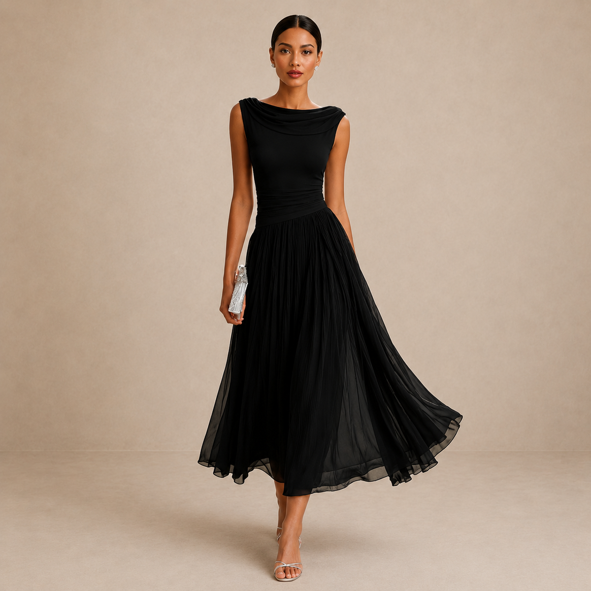 Natalia Pleated Midi Dress