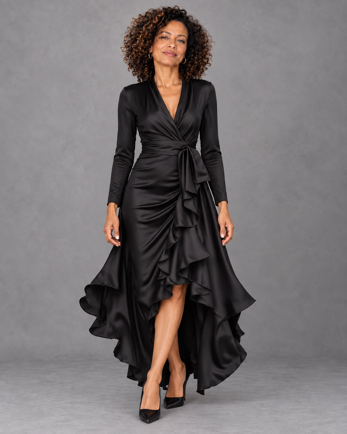 Maren™ Ruffled Wrap High-Low Maxi Dress