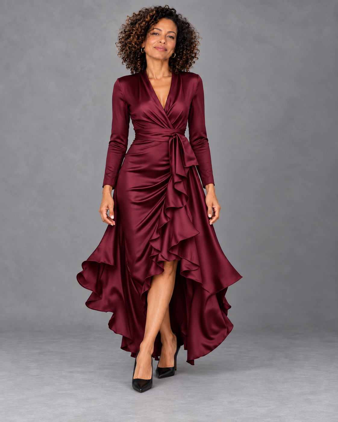 Maren™ Ruffled Wrap High-Low Maxi Dress