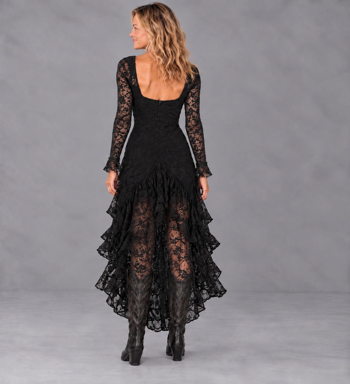 Savannah | Lace High-Low Midi Dress