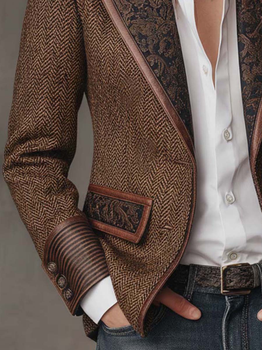 Hollis | Herringbone Panel Blazer