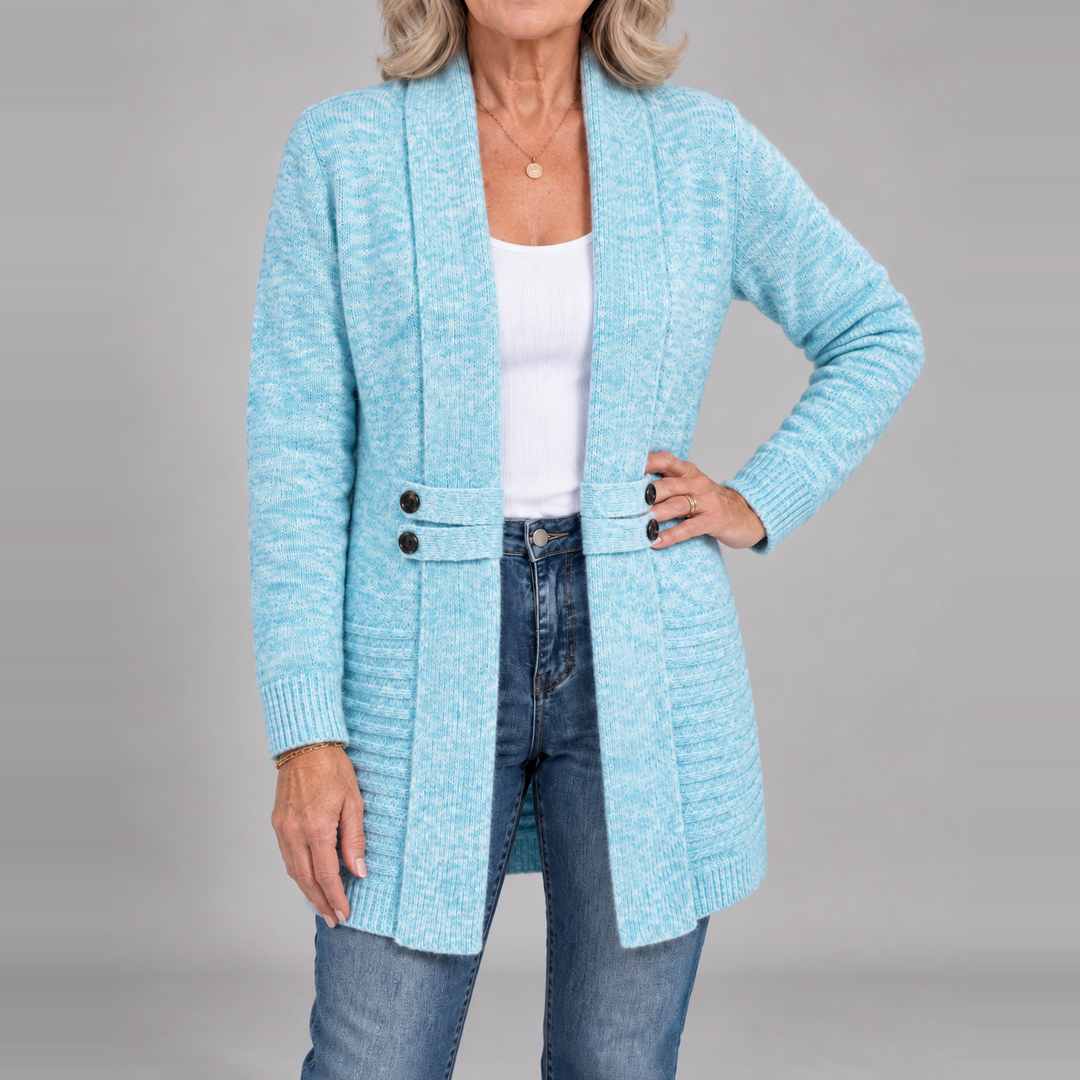 Harlow™ | Ribbed Knit Button-Tab Cardigan