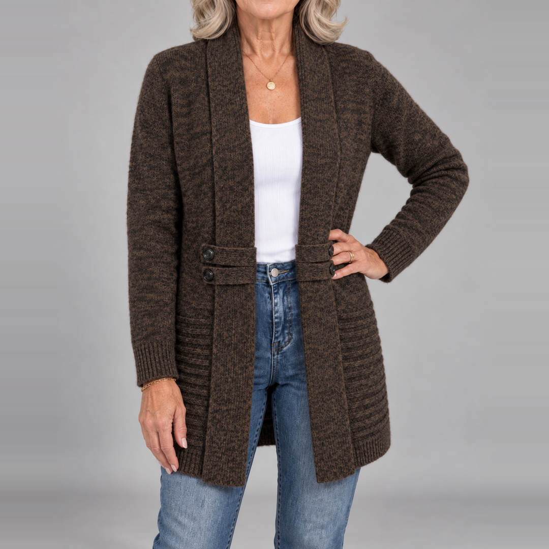 Harlow™ | Ribbed Knit Button-Tab Cardigan