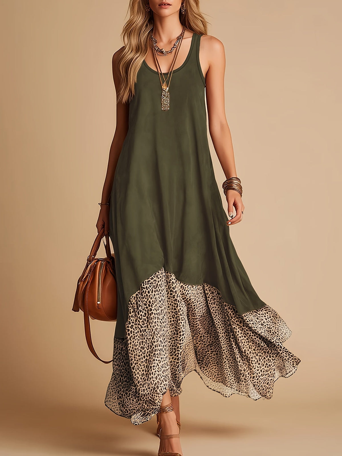 Emerson | Bohemian Leopard Hem Maxi Dress
