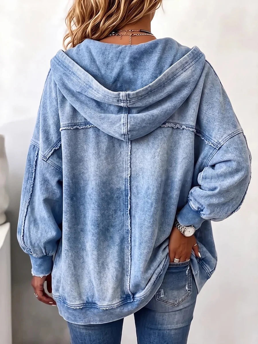 Jessica | Cozy Vintage-Washed Hooded Sweatshirt Jacket