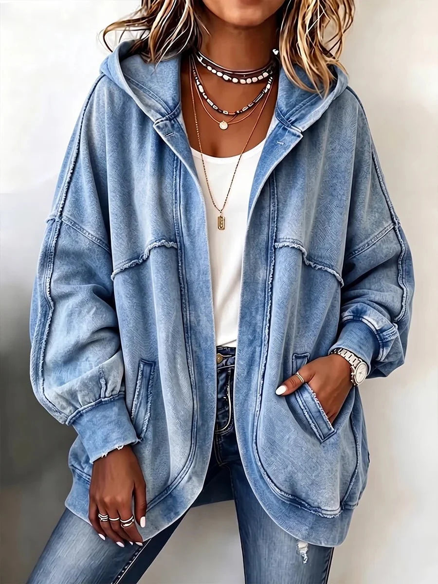 Jessica | Cozy Vintage-Washed Hooded Sweatshirt Jacket